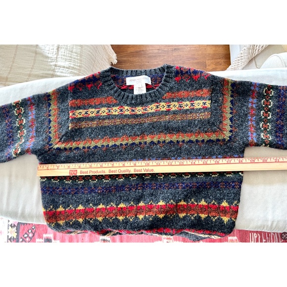 Cute VINTAGE Wool Blend Fair Isle Crew Neck Sweater - Petite S - Picture 7 of 10